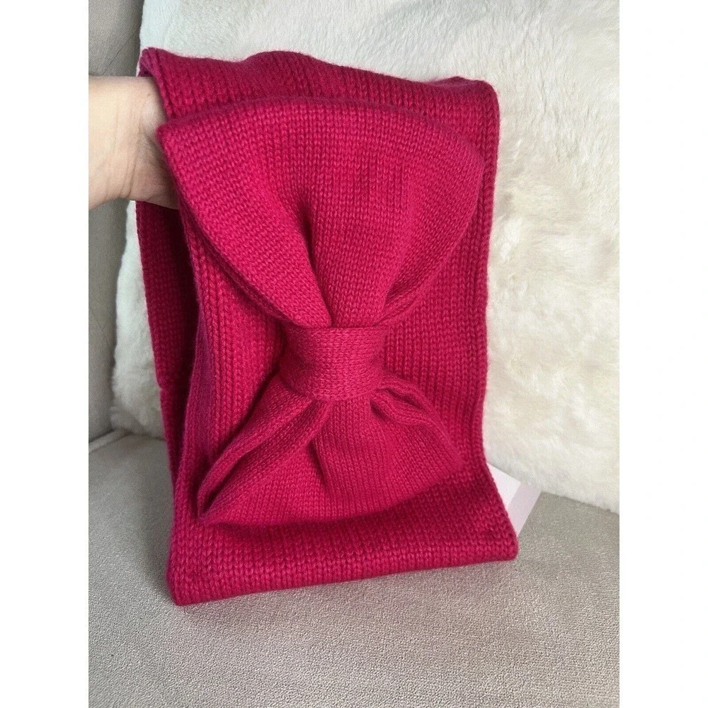 NWT Kate Spade Gathered Bow Neckwarmer Sweetheart Pink Knit